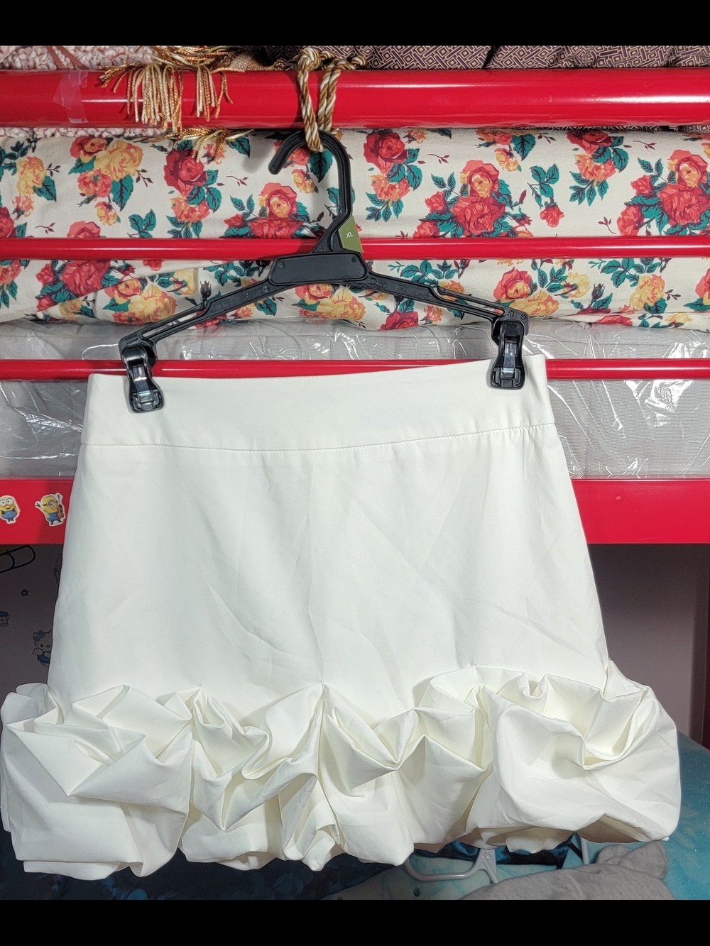 DO+BE White Mini Skirt with Ruffled Bubble Hem